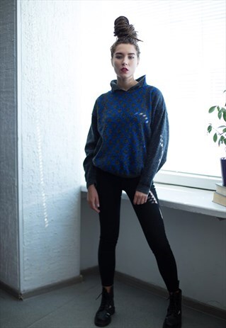 VINTAGE 80'S GREY/BLUE PATTERNED JUMPER