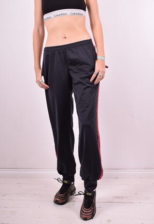 ADIDAS WOMENS VINTAGE TRACKSUIT TROUSERS W32 L30 BLACK 90'S