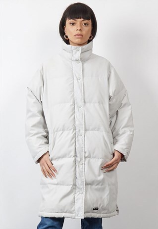 VINTAGE 90'S CHAMPION OFF-WHITE MIDI PUFFER COAT