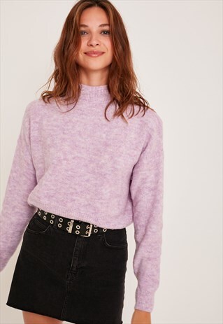 SUBDUED LILAC CROPPED MOCK NECK JUMPER