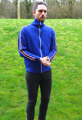 VINTAGE 80S ZIP JACKET - RETRO - SMALL - CARDIGAN - RETRO