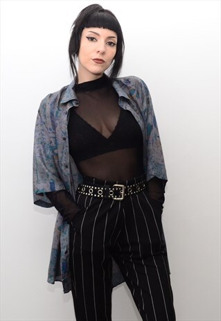 VINTAGE 90'S ABSTRACT RETRO PATTERNED BOYFRIEND SHIRT