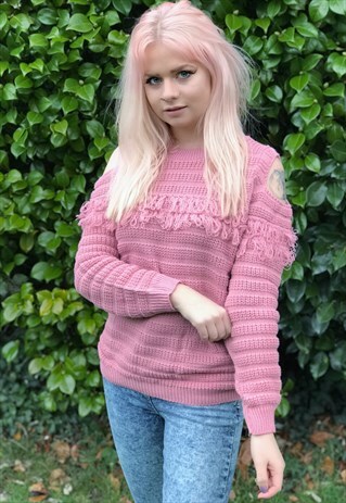 PINK COLD SHOULDER JUMPER
