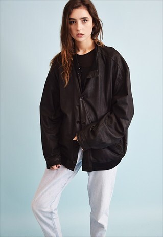 80'S GENUINE LEATHER SUEDE OVERSIZED DADS BOMBER JACKET