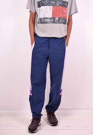 MENS VINTAGE TRACKSUIT TROUSERS W34 L32 NAVY BLUE 90S