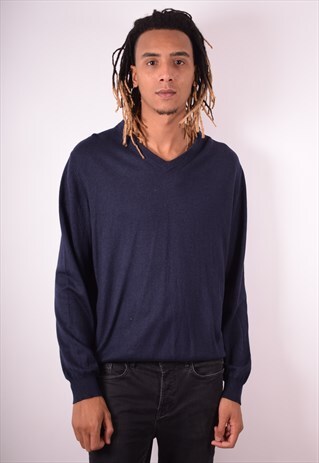 ICEBERG MENS VINTAGE JUMPER SWEATER XL NAVY BLUE 90S