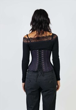 Vintage 00s Goth Corset With Purple Stripes