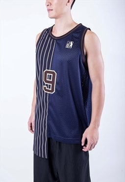 Navy Patchwork Extra Length basketball oversized jersey