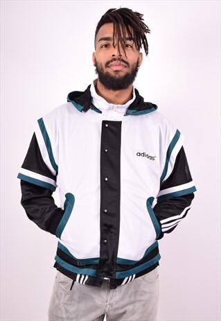 ADIDAS MENS VINTAGE HOODIE JACKET LARGE MULTI 90'S