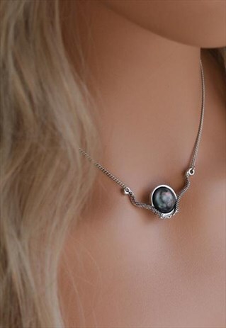 NACASH BLACK PEARL GOTHIC SERPENT NECKLACE