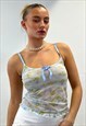 VINTAGE Y2K SHEER MESH FLORAL CAMI TOP