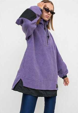 VINTAGE PURPLE FLEECE PULLOVER WARM COZY OVERSIZE