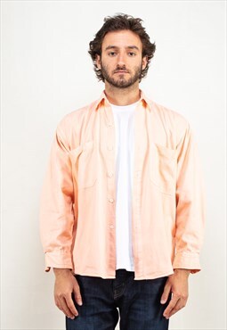 Vintage 90's Men Long Sleeve Shirt in Coral Pink