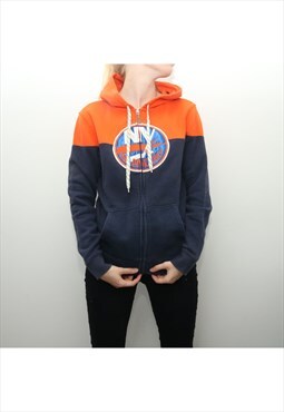Reebok - Blue And Orange NHL Embroidered Hoodie - Medium