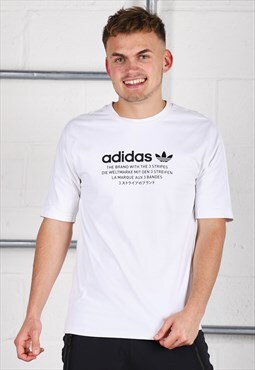 Vintage Adidas T-Shirt White Short Sleeve Lounge Tee Small