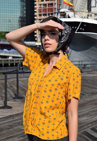 1980'S VINTAGE MUSTARD BLOUSE