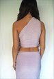 LILAC SPARKLE ONE SHOULDER TOP