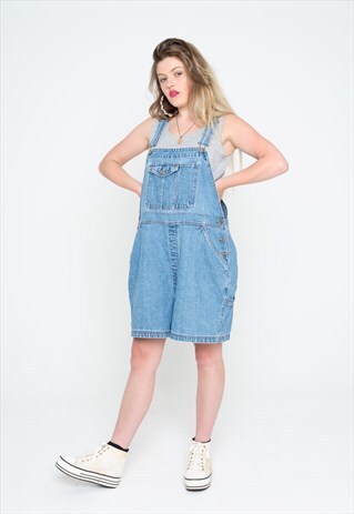 CHEROKEE BLUE DENIM VINTAGE DUNGAREE SHORTS