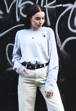 90'S RETRO GREY LOGO LONG-SLEEVED TOP