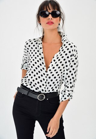 WHITE POLKA DOT WOMEN SHIRT