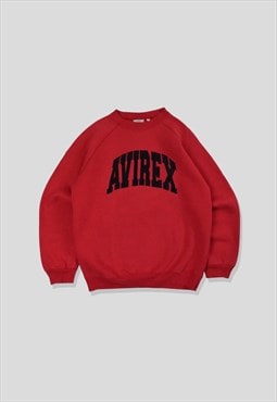 Vintage Avirex Embroidered Logo Sweatshirt in Red