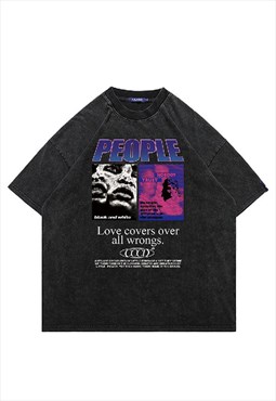 Cyberpunk t-shirt vintage wash psychedelic top poster tee