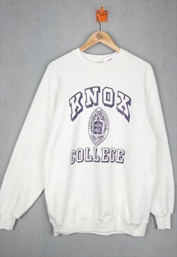 Vintage 90s USA Knox College Sweatshirt White XL