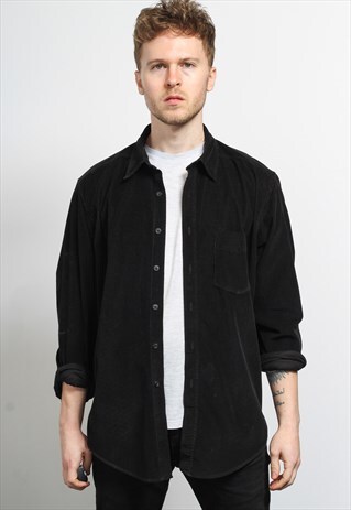 VINTAGE CORDUROY CORD SHIRT BLACK