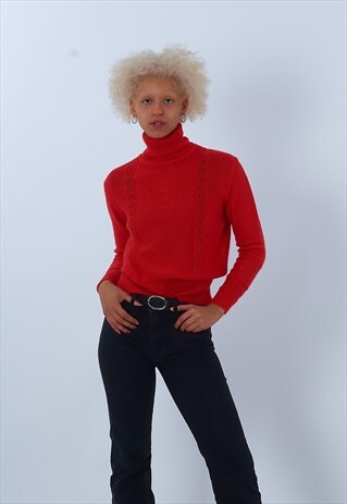 VINTAGE DHAGA 1980'S ROLL NECK KNITTED JUMPER
