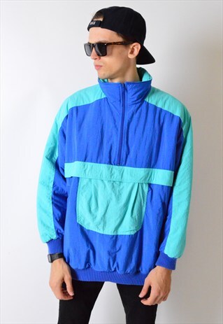 VINTAGE 90S COLOUR BLOCK WARM 1/2 ZIPPER JACKET