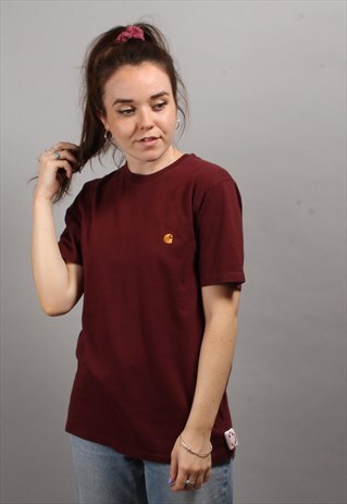 VINTAGE CARHARTT BURGUNDY T-SHIRT