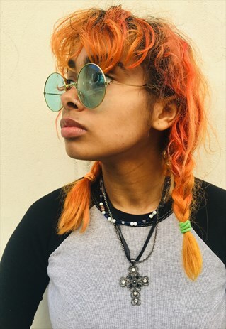 LENNON ROUND GOLD GREEN VINTAGE SUNGLASSES