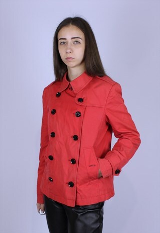 VINTAGE BURBERRY BRIT RED COAT RARE