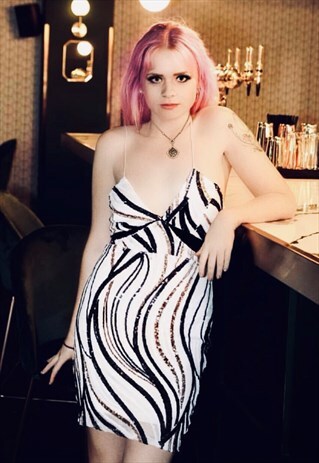 WHITE SEQUIN PARTY DRESS