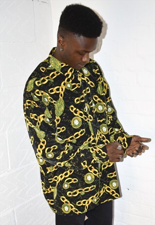 VINTAGE 90S MEDUSA BAROQUE PRINT PATTERN LONG SLEEVE SHIRT