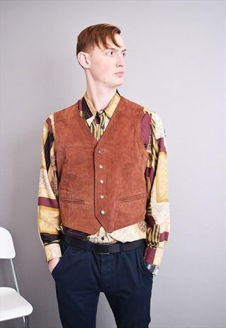 COOL 90'S GOES 70'S WOODSTOCK GENUINE SUEDE GILET TOP VEST