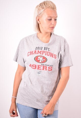 NFL WOMENS VINTAGE SF 49 ERS T-SHIRT TOP MEDIUM GREY
