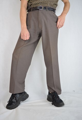 VINTAGE BROWN CLASSIC SUIT STRAIGHT TROUSERS