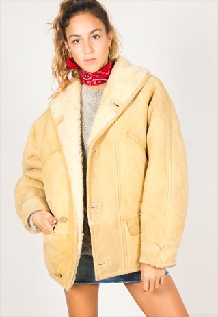VINTAGE 80S WINTER SHEEPSKIN COAT / R029