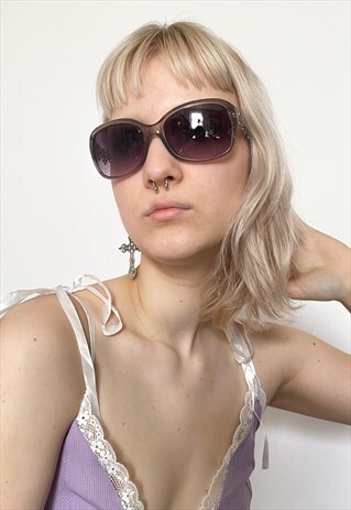 VINTAGE 90S CLASSIC ROUND SUNGLASSES IN BROWN / GREY