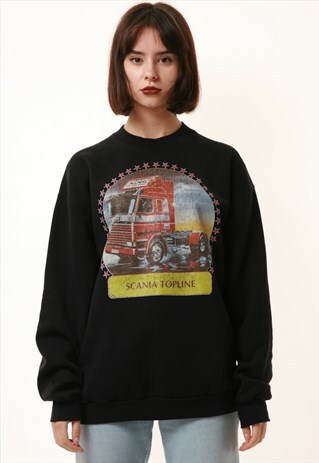 90S VINTAGE OLDSCHOOL GRAPHIC SCANIA TRUCK SWEATSHIRT 16165