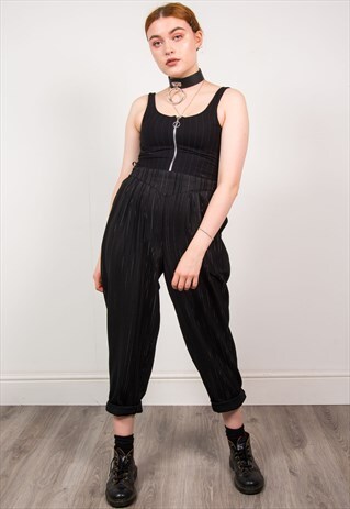 VINTAGE 90'S BLACK STRIPED PATTERN TROUSERS