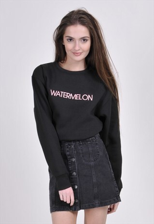 BLACK WATERMELON (PINK) SWEATSHIRT - EMBROIDERED