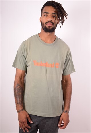 TIMBERLAND MENS VINTAGE T-SHIRT TOP LARGE GREEN 90S