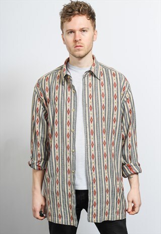 VINTAGE AZTEC PATTERNED SHIRT