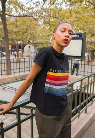 T-SHIRT RAINBOW BLACK