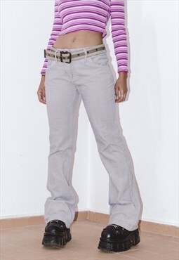 Y2k Low Rise Flared Boot Cut Corduroy Pants in Grey