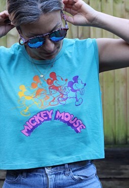 Vintage 1980s Mickey Mouse graphic t shirt in aqua