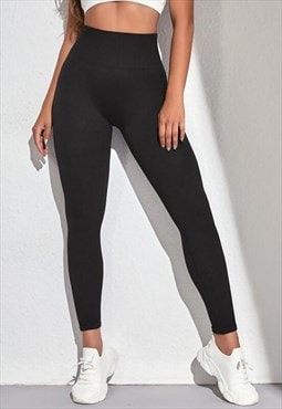 justyouroutfit High Waist Ribbed Gym Legging Black