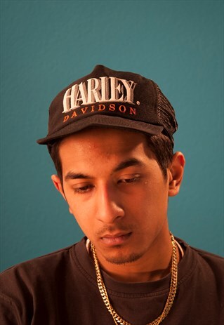 VINTAGE RETRO HARLEY DAVIDSON TRUCKER MESH SNAPBACK CAP